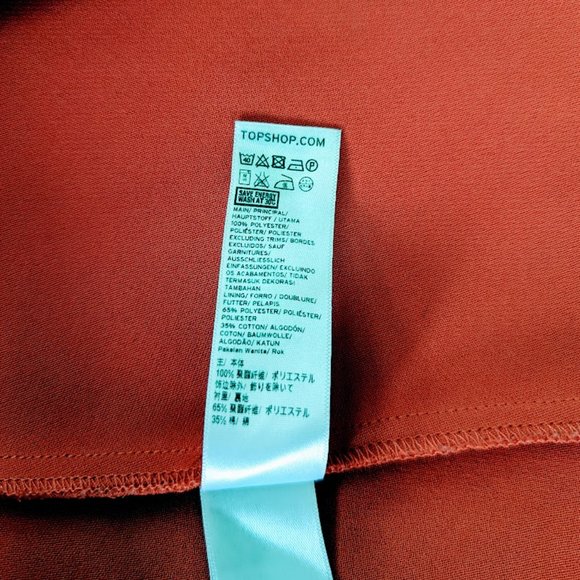 TopShop Orange Midi Skirt with front slit - size 6 - Picture 6 of 8